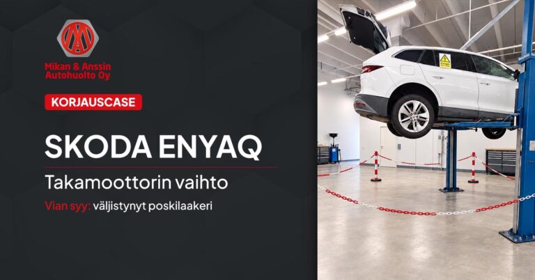 Skoda Enyaq: Viallinen sähkömoottori vaihdettiin uuteen Tampereella
